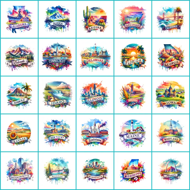 Watercolor States | Ceramic Coasters